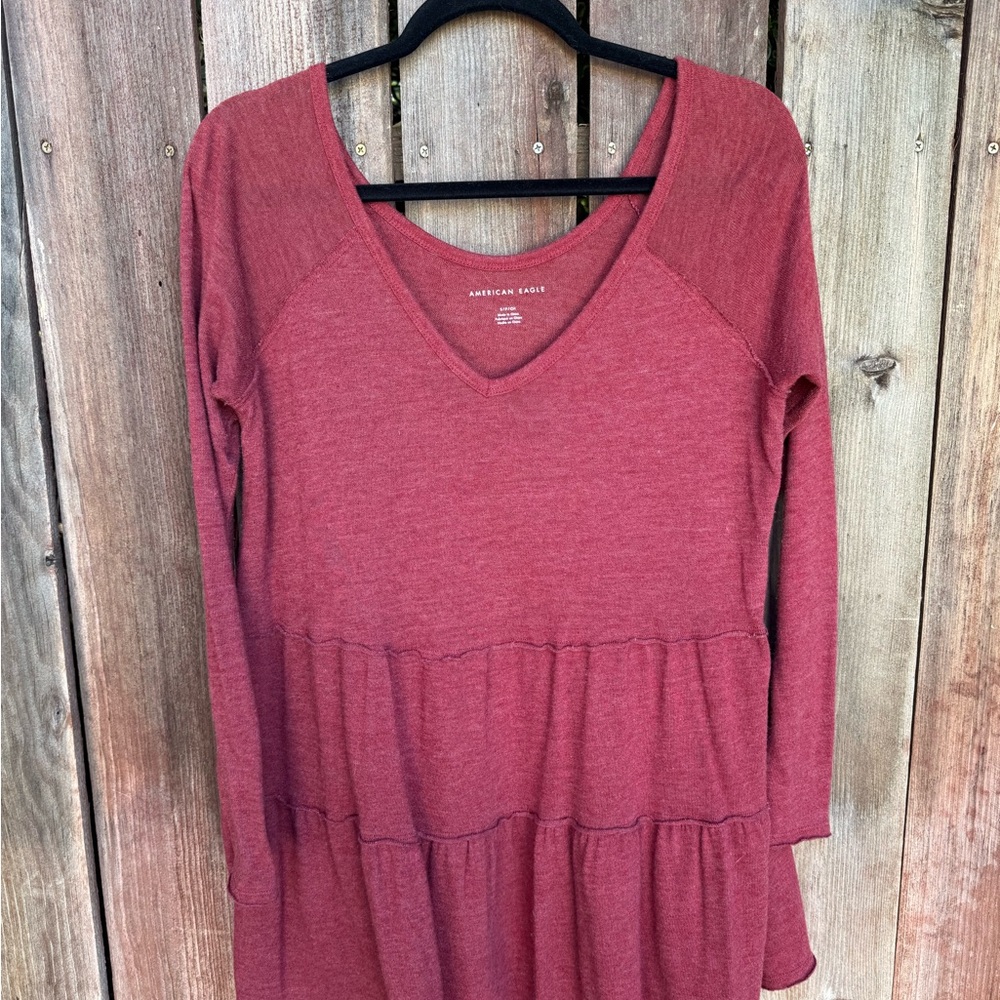 American Eagle Outfitters Red Long Sleeve Tunic Size Small.